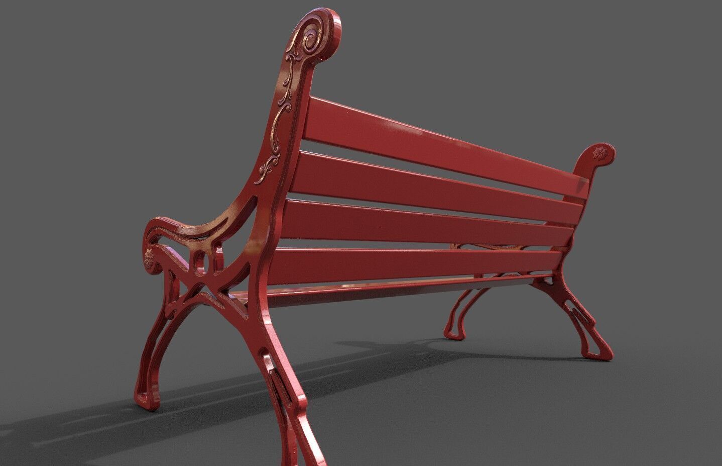 Street Bench Low-poly 3D model_4