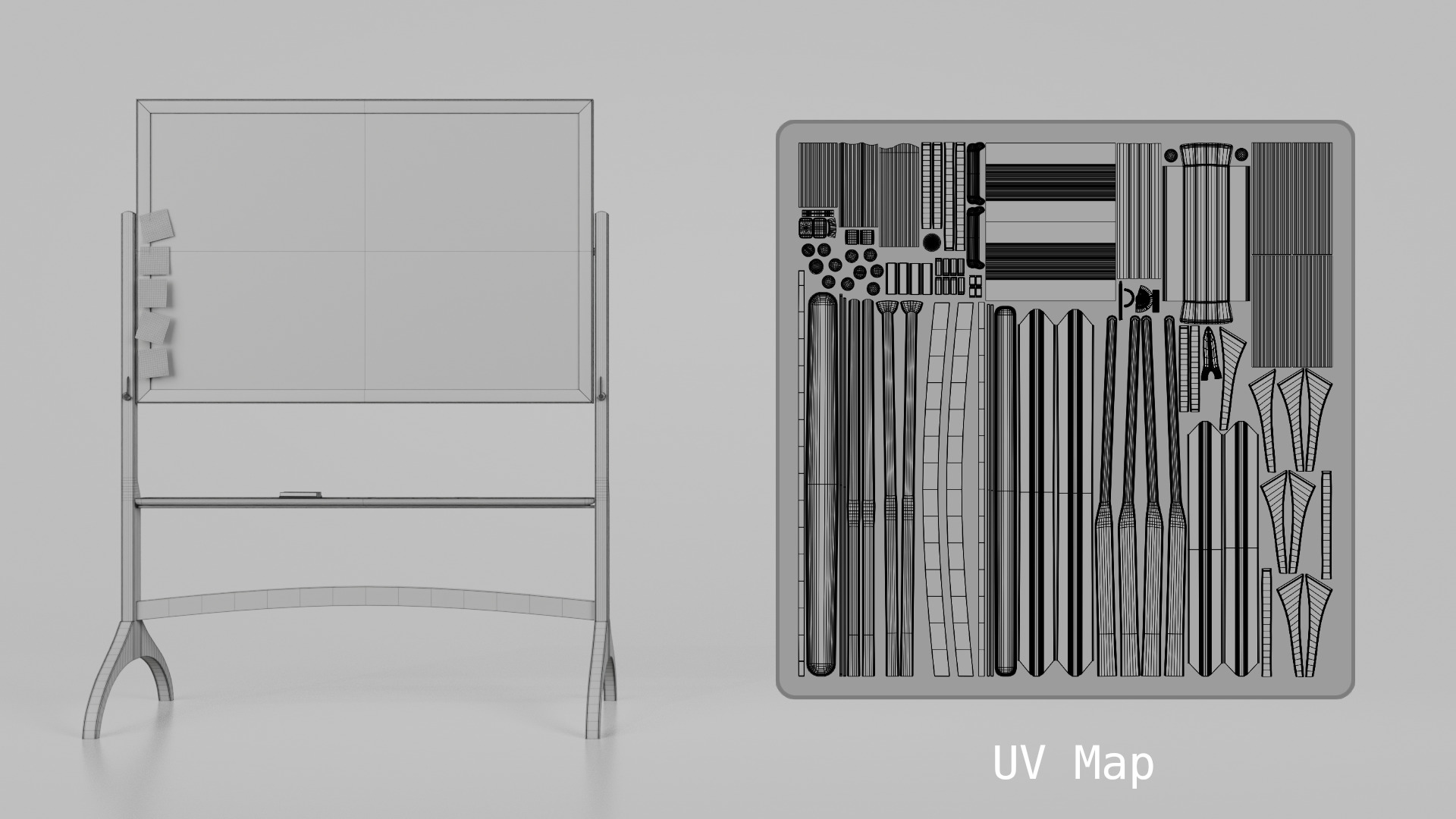 Customizable Double-Sided Wooden Blackboard Writing Board Low-poly 3D model_15