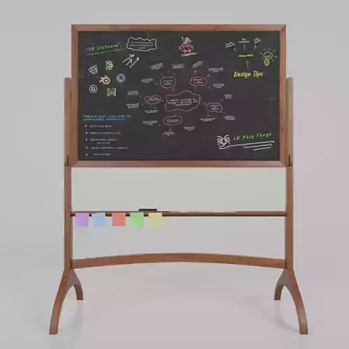 Customizable Double-Sided Wooden Blackboard Writing Board Low-poly 3D model