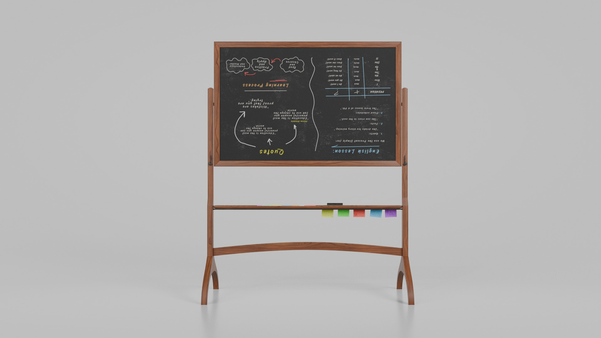 Customizable Double-Sided Wooden Blackboard Writing Board Low-poly 3D model_3