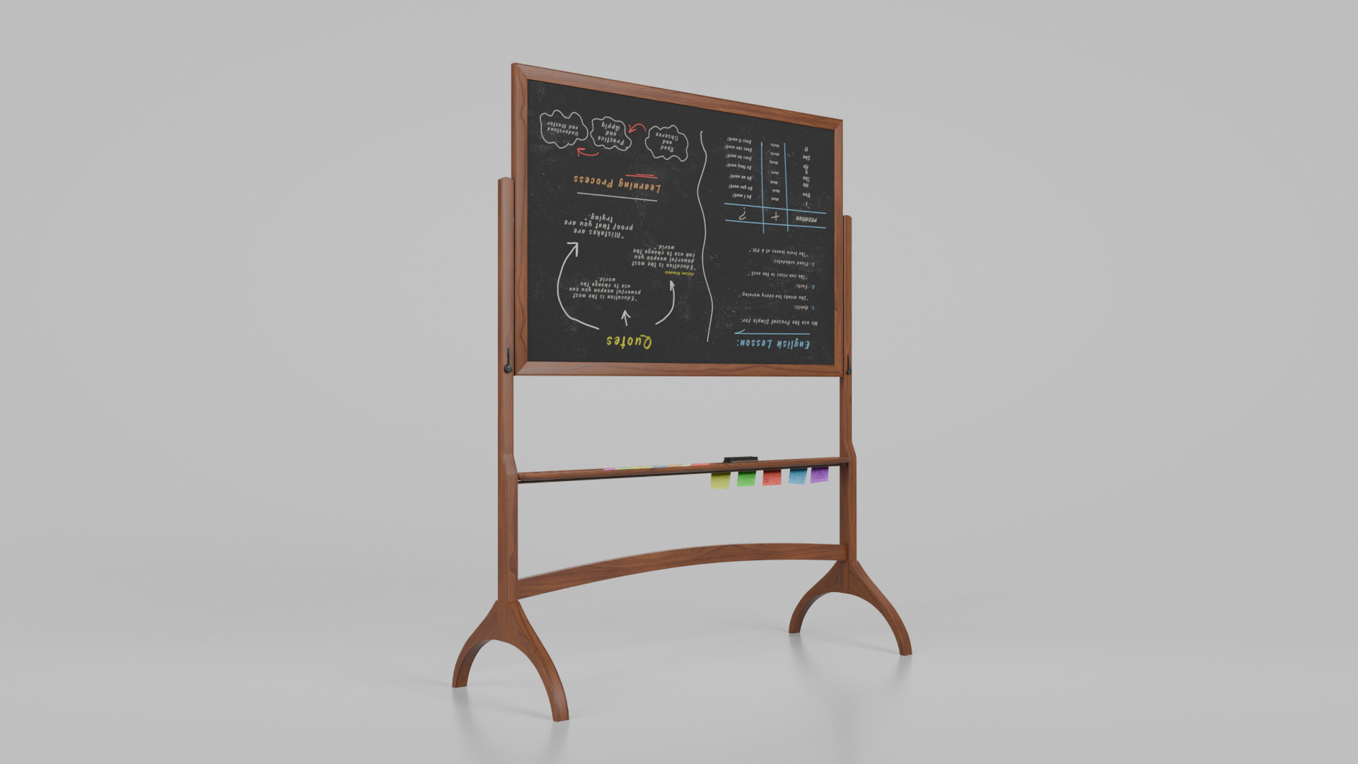 Customizable Double-Sided Wooden Blackboard Writing Board Low-poly 3D model_5