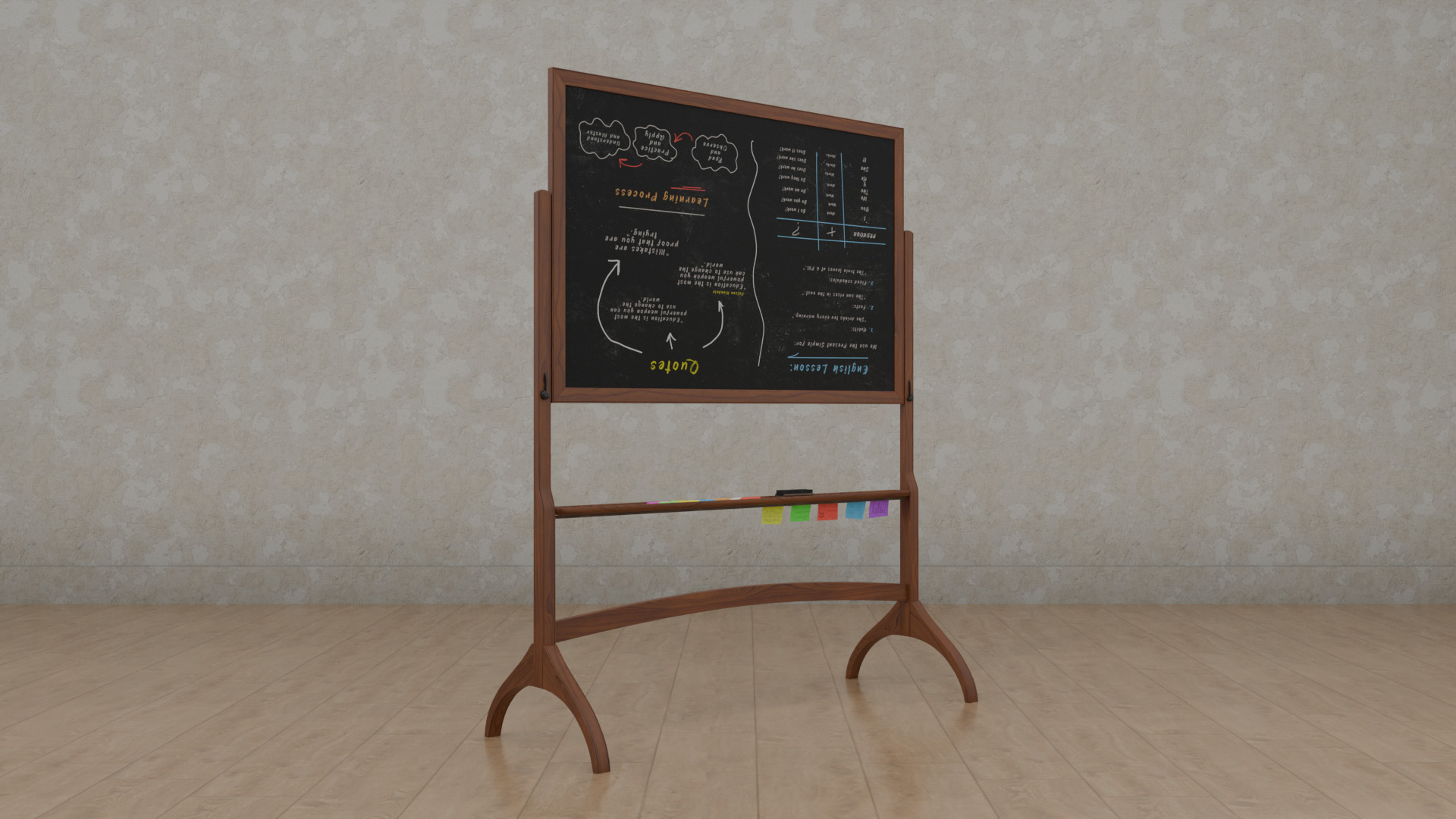 Customizable Double-Sided Wooden Blackboard Writing Board Low-poly 3D model_7