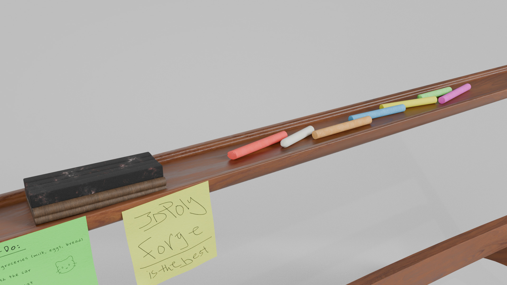 Customizable Double-Sided Wooden Blackboard Writing Board Low-poly 3D model_10