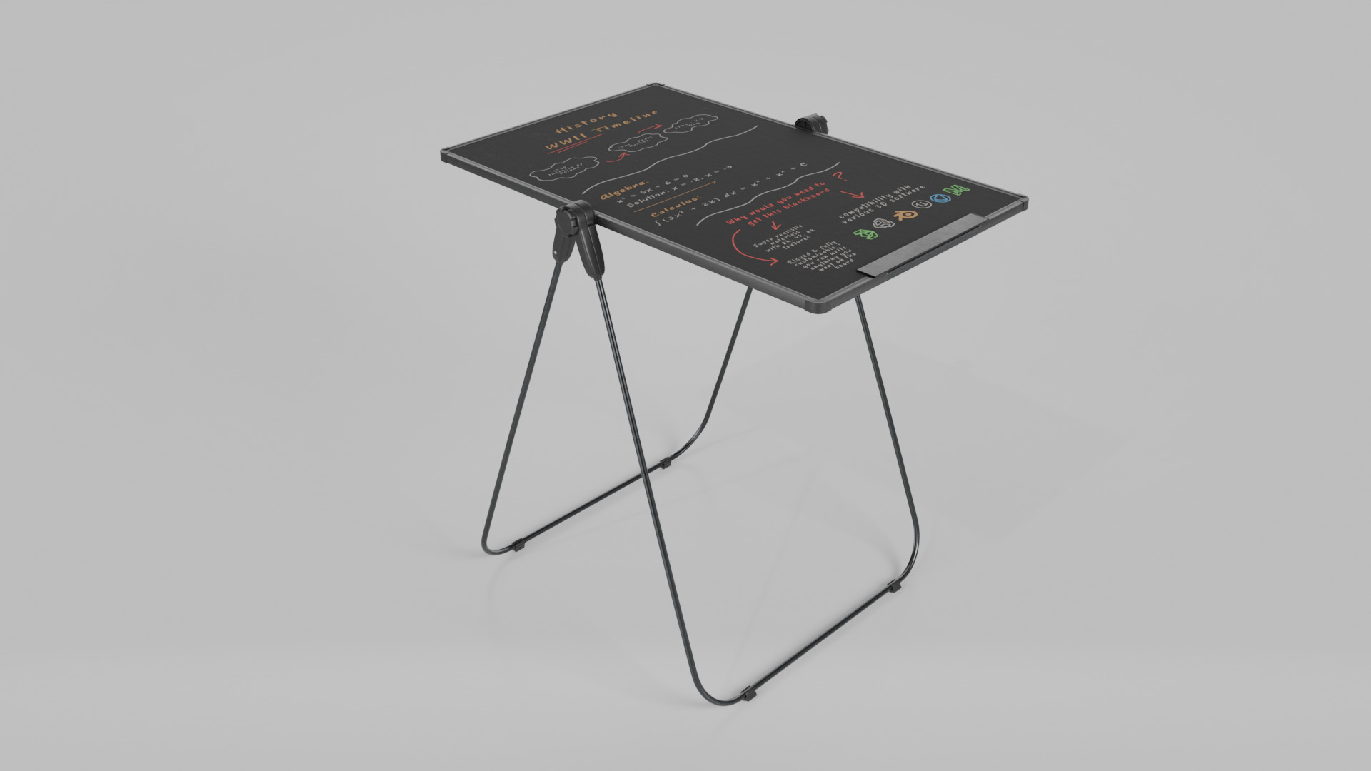 Customizable U-Stand Blackboard Tall Writing Board Low-poly 3D model_13