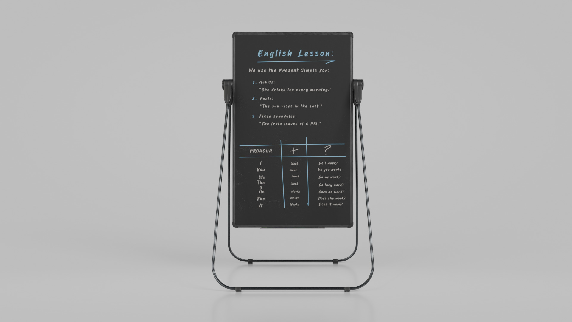 Customizable U-Stand Blackboard Tall Writing Board Low-poly 3D model_5