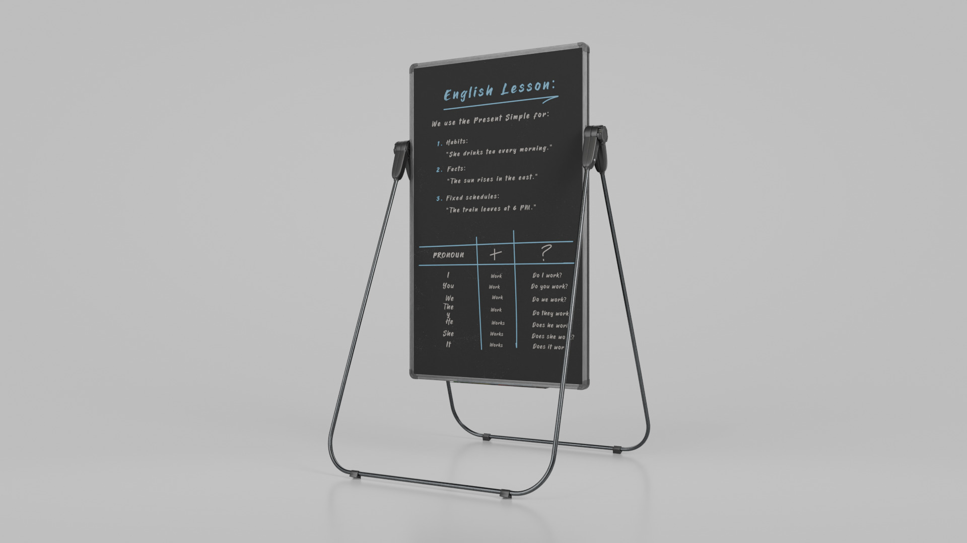 Customizable U-Stand Blackboard Tall Writing Board Low-poly 3D model_3
