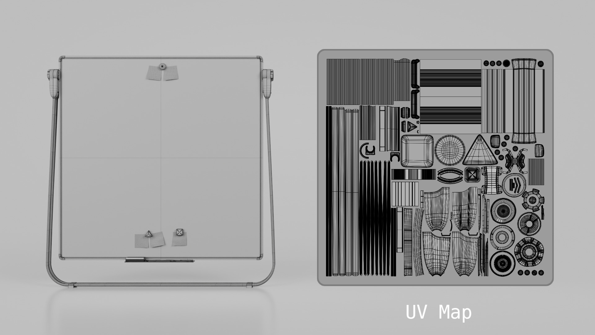 Customizable U-Stand Blackboard Square Writing Board Low-poly 3D model_16