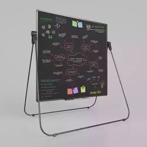 Customizable U-Stand Blackboard Square Writing Board Low-poly 3D model