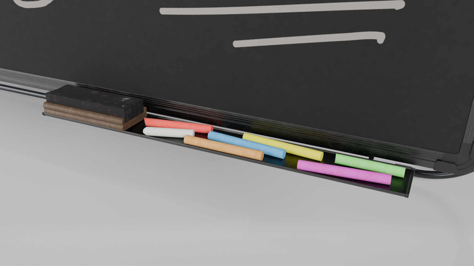 Customizable U-Stand Blackboard Rectangular Writing Board Low-poly 3D model_12