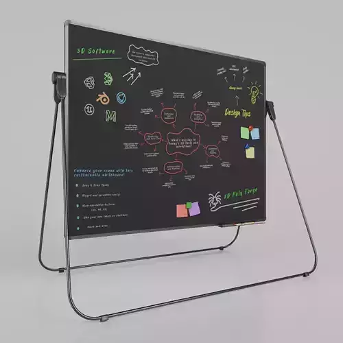 Customizable U-Stand Blackboard Rectangular Writing Board Low-poly 3D model
