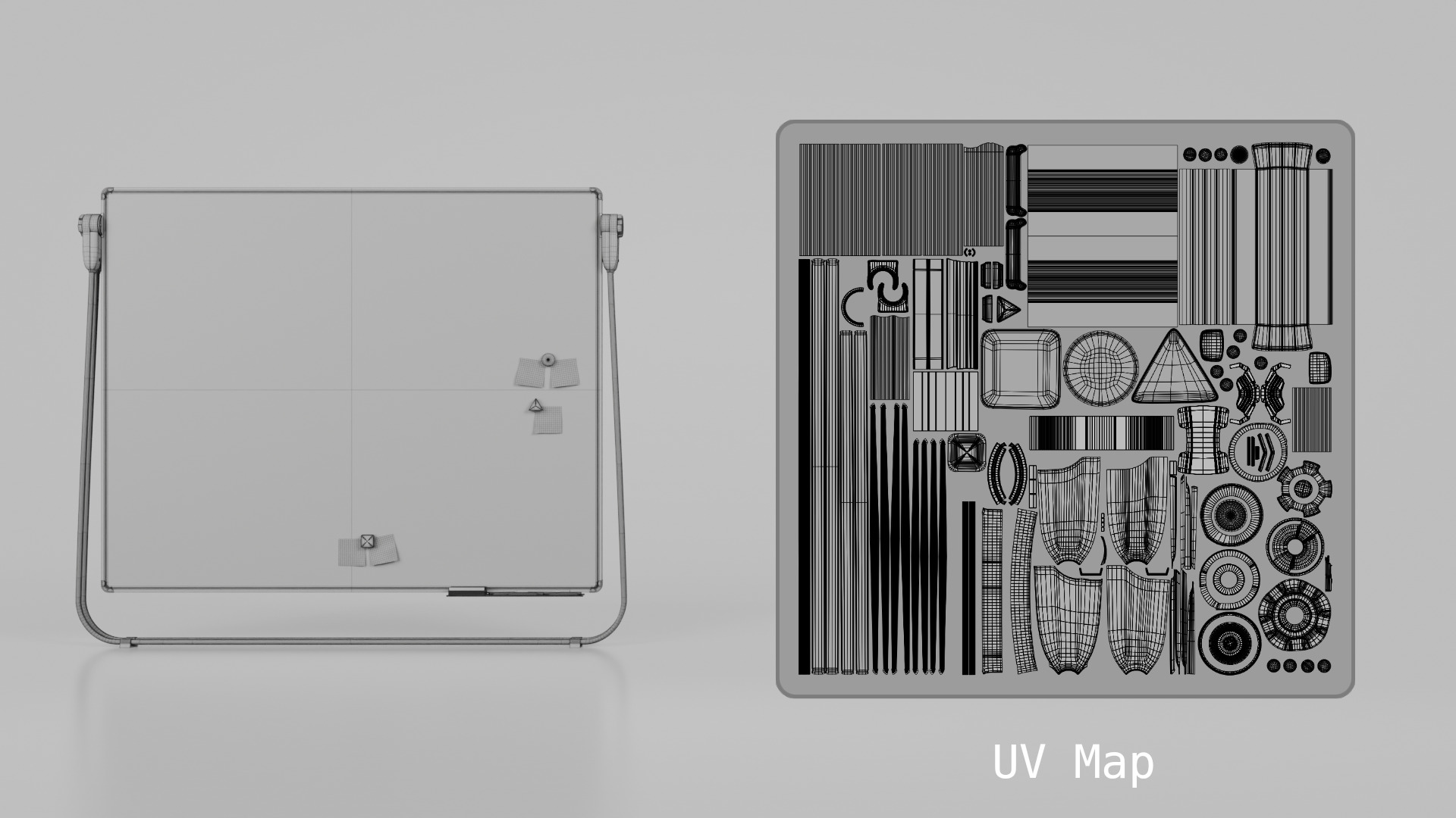 Customizable U-Stand Blackboard Rectangular Writing Board Low-poly 3D model_16