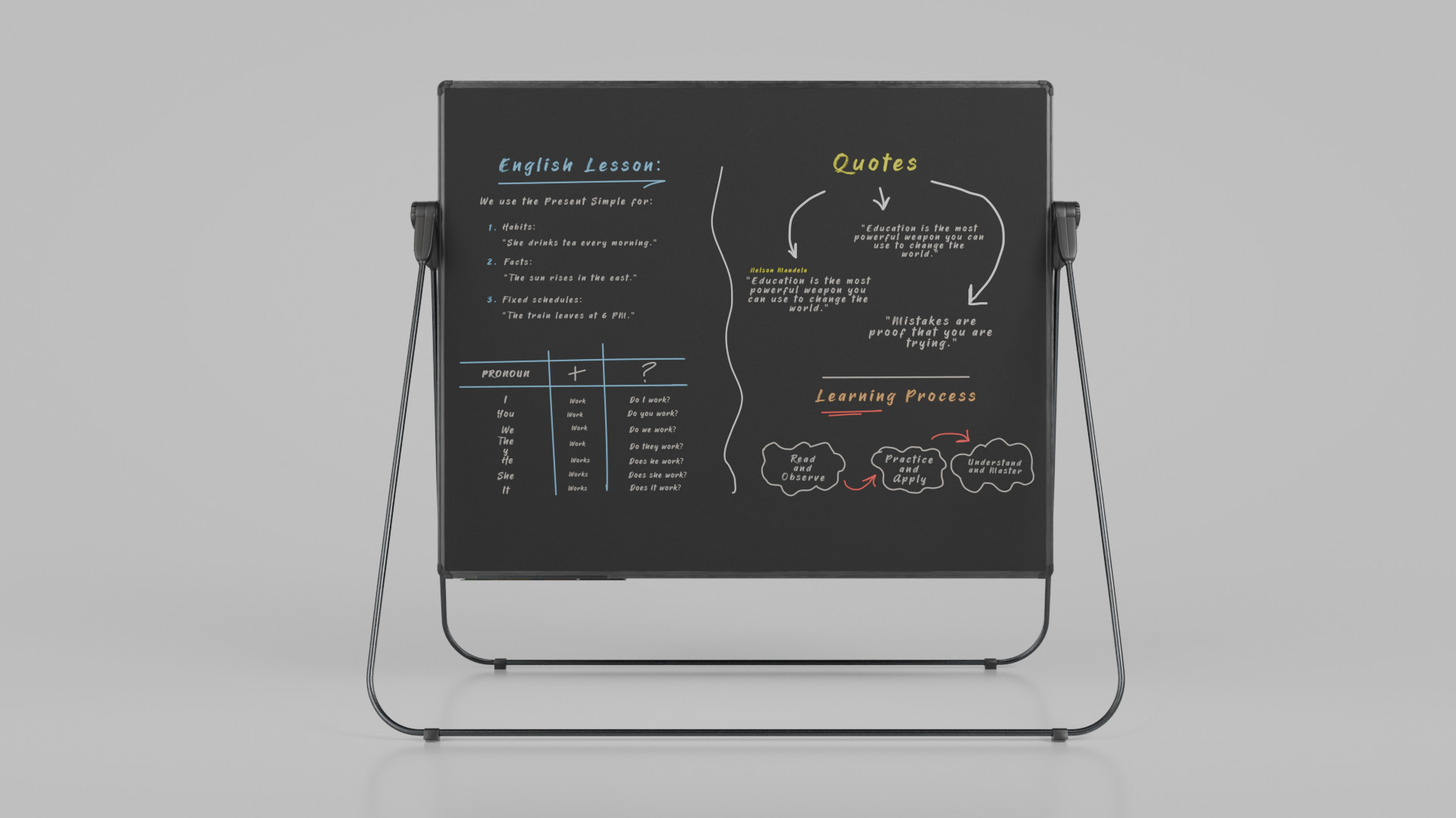 Customizable U-Stand Blackboard Rectangular Writing Board Low-poly 3D model_5
