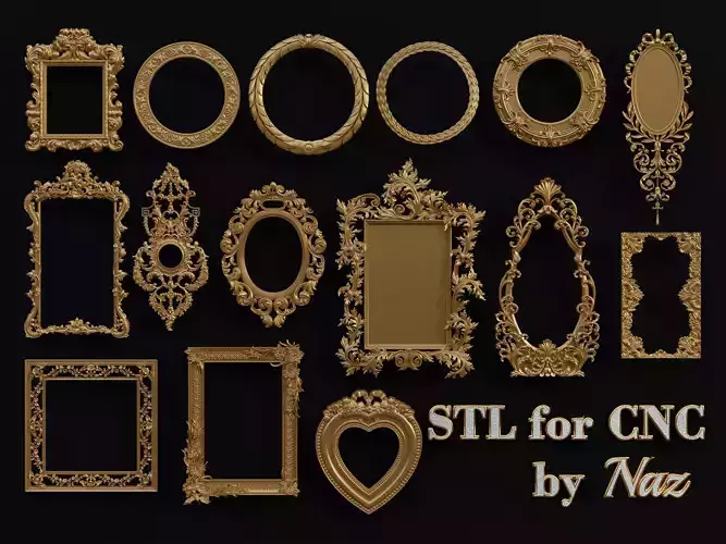 15 Ready to Use STL Files of Mirror and Photo Frames for CNC