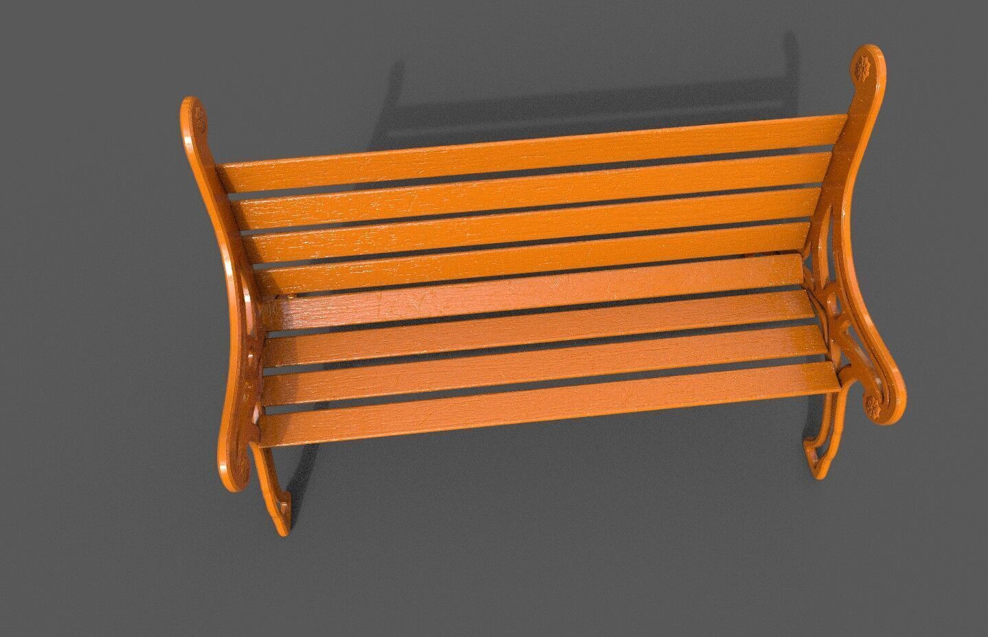 Street Bench Low-poly 3D model_4