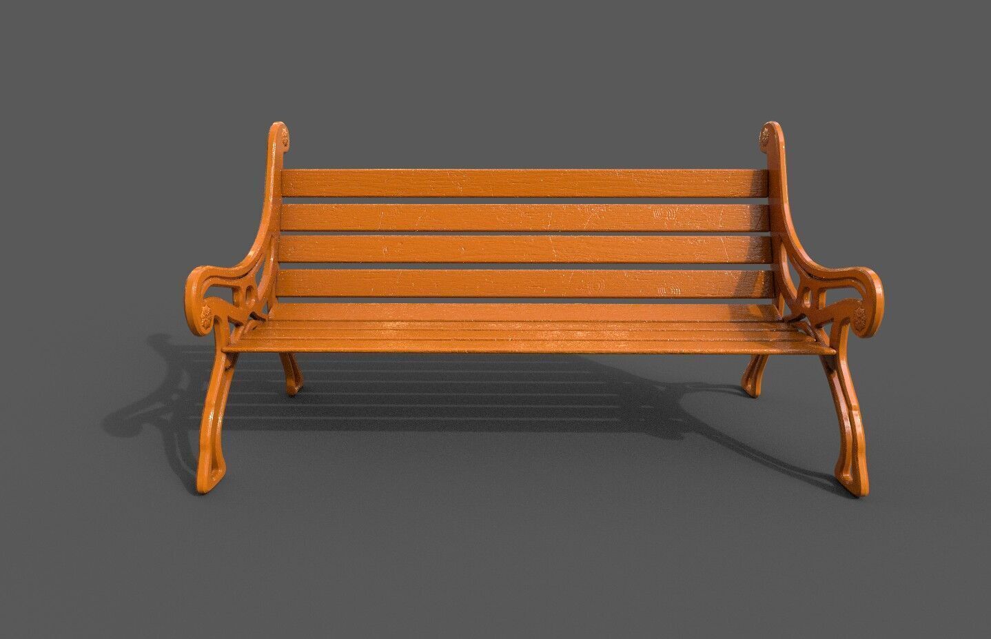 Street Bench Low-poly 3D model_1