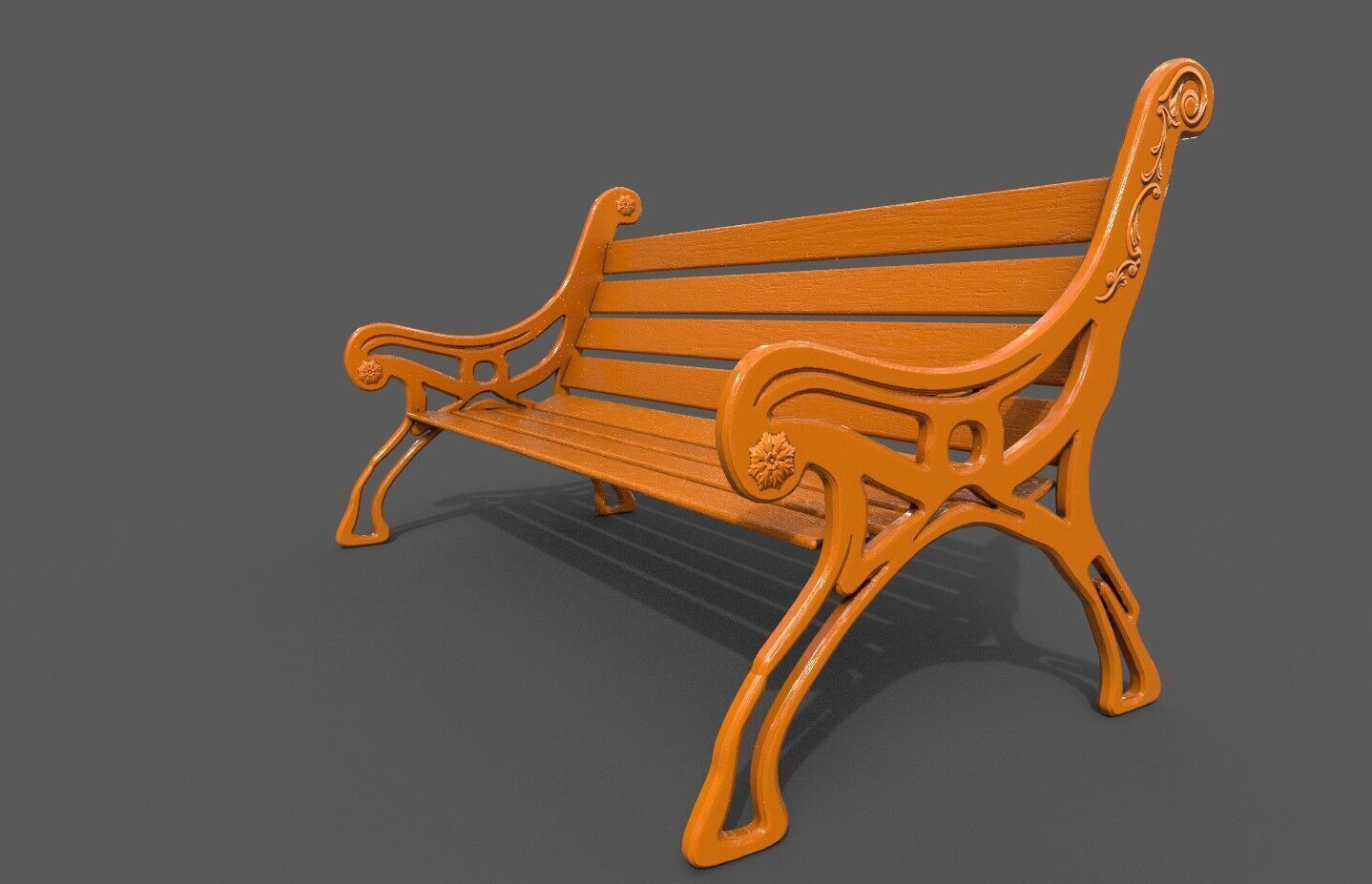 Street Bench Low-poly 3D model_2