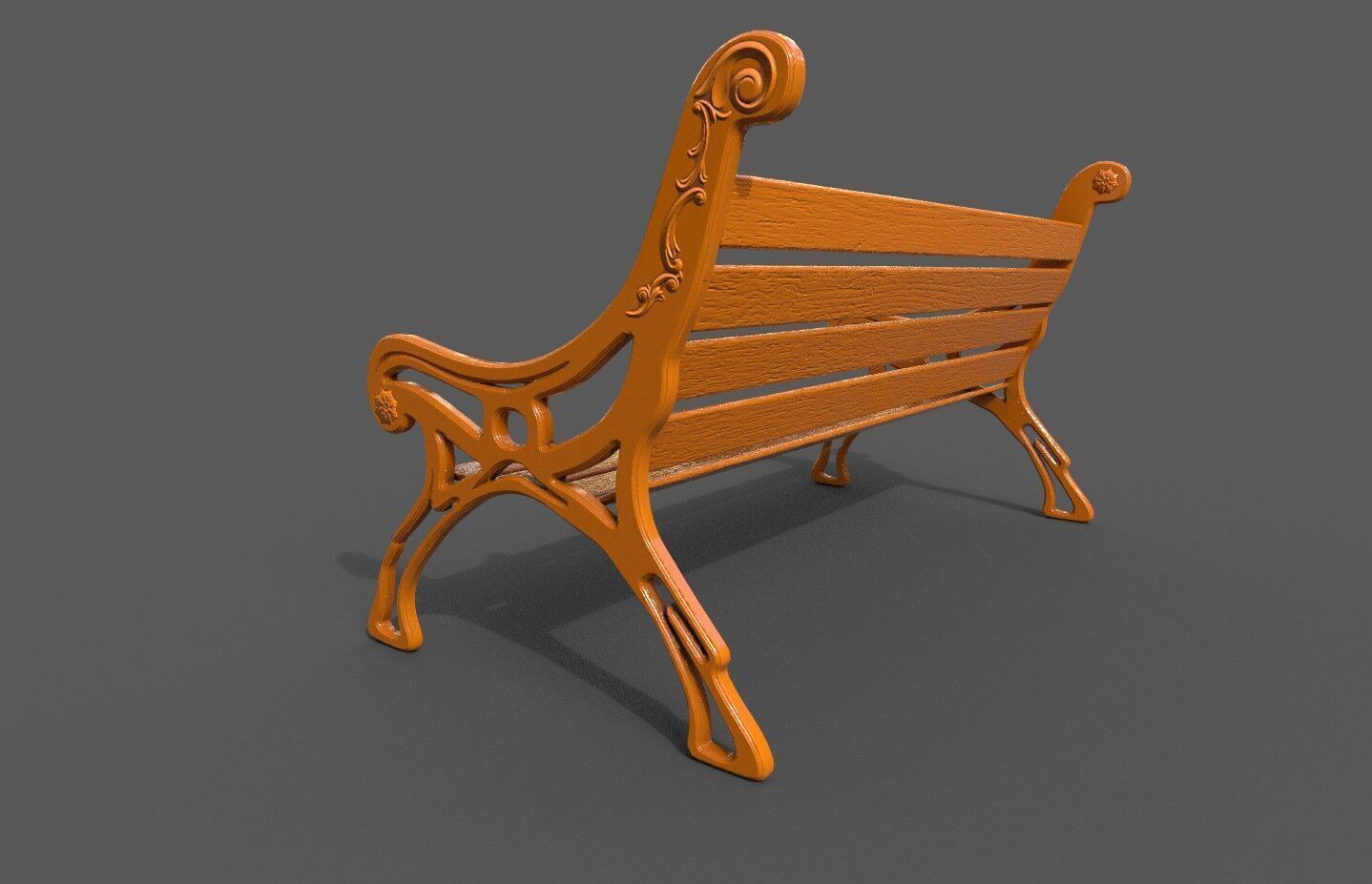Street Bench Low-poly 3D model_3