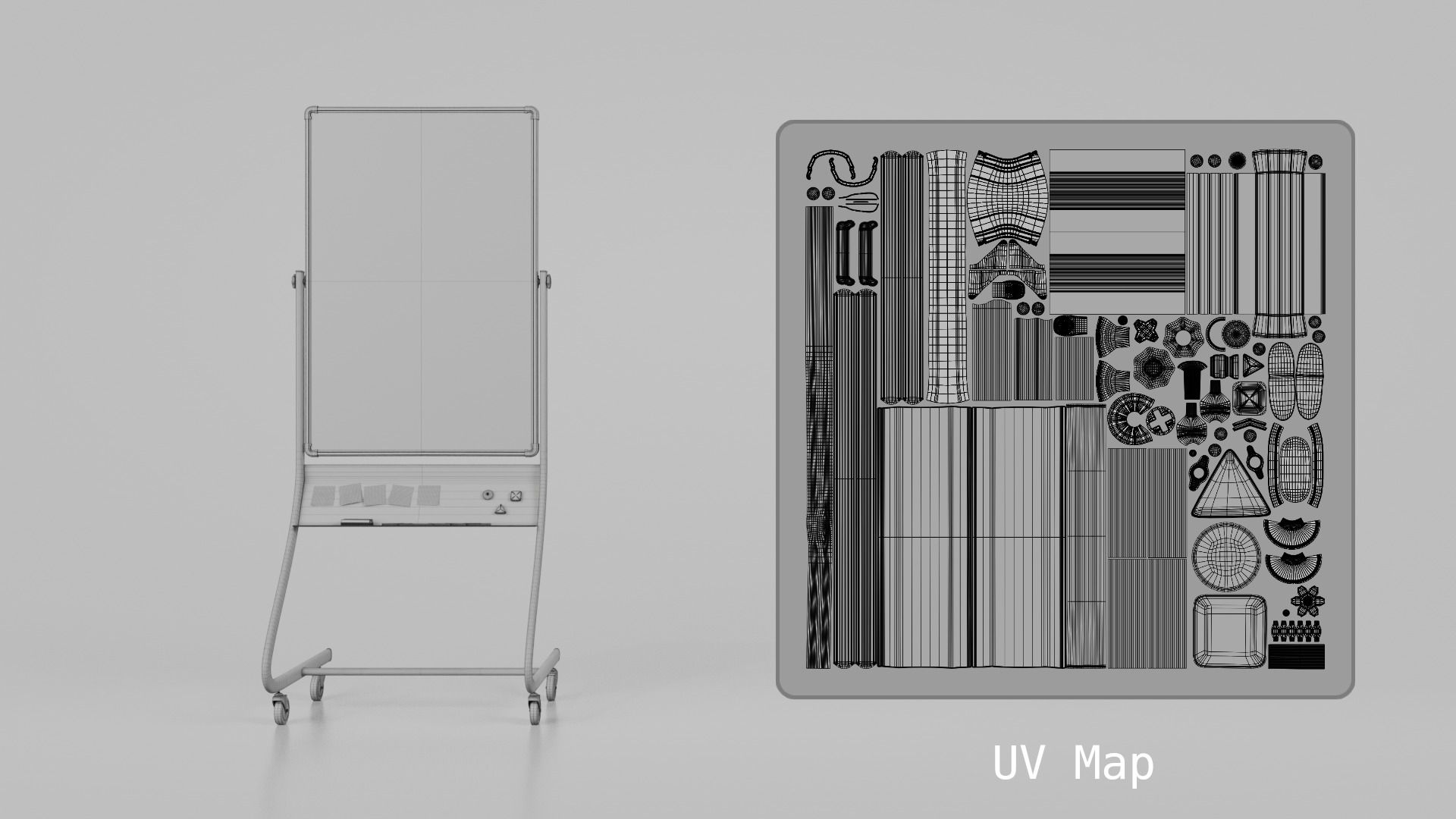 Customizable Double-Sided Metal Blackboard Tall Writing Board Low-poly 3D model_16