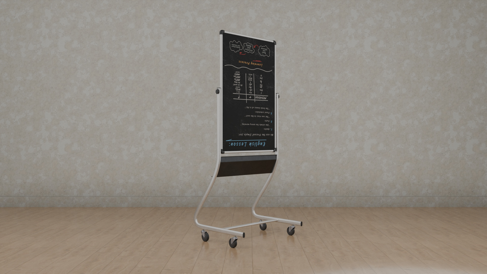 Customizable Double-Sided Metal Blackboard Tall Writing Board Low-poly 3D model_7