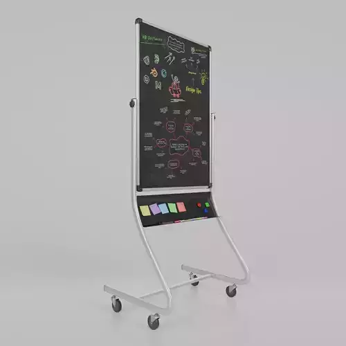 Customizable Double-Sided Metal Blackboard Tall Writing Board Low-poly 3D model