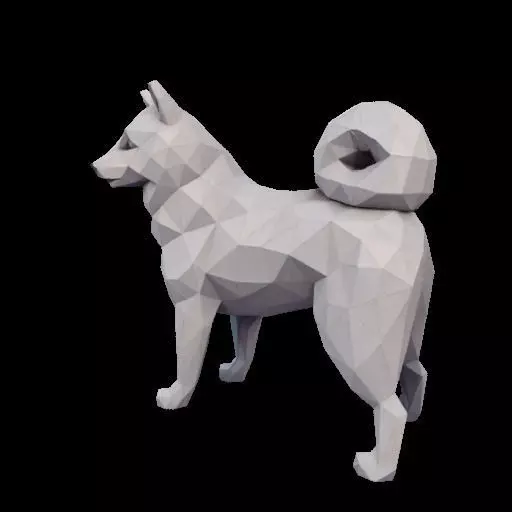 Polygonal Shiba Inu Dog 3D print model_17