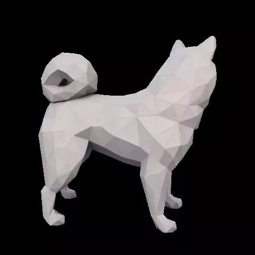 Polygonal Shiba Inu Dog 3D print model_3