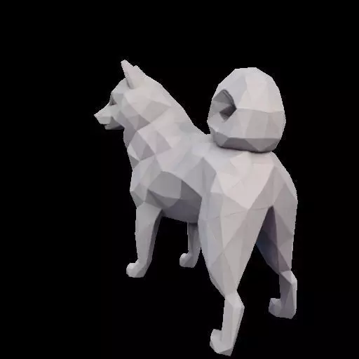Polygonal Shiba Inu Dog 3D print model_15