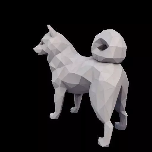 Polygonal Shiba Inu Dog 3D print model_16