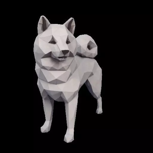 Polygonal Shiba Inu Dog 3D print model_2