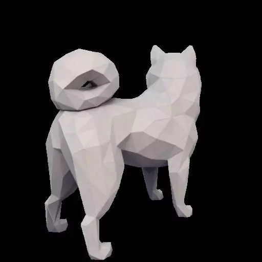 Polygonal Shiba Inu Dog 3D print model_7