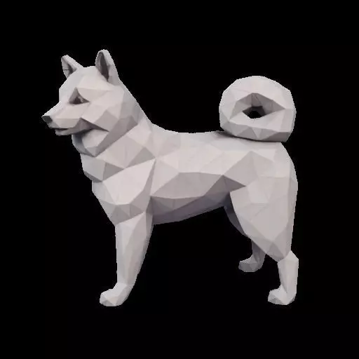 Polygonal Shiba Inu Dog 3D print model_20