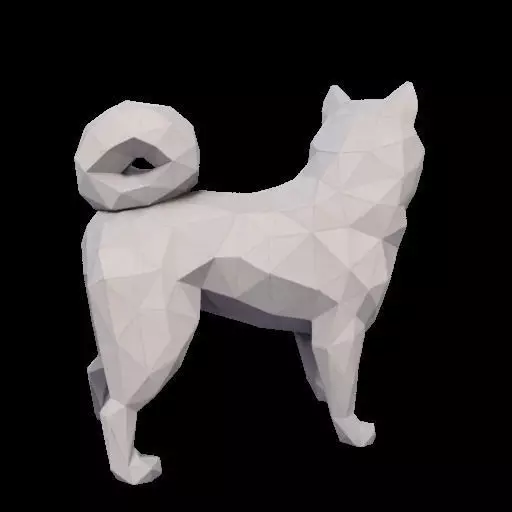 Polygonal Shiba Inu Dog 3D print model_5