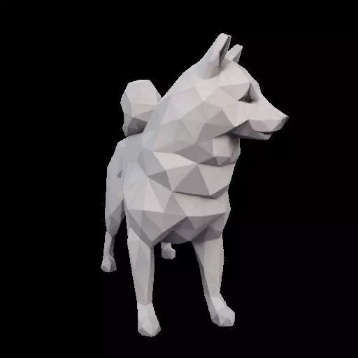 Polygonal Shiba Inu Dog 3D print model_26
