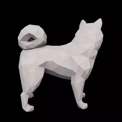 Polygonal Shiba Inu Dog 3D print model_4
