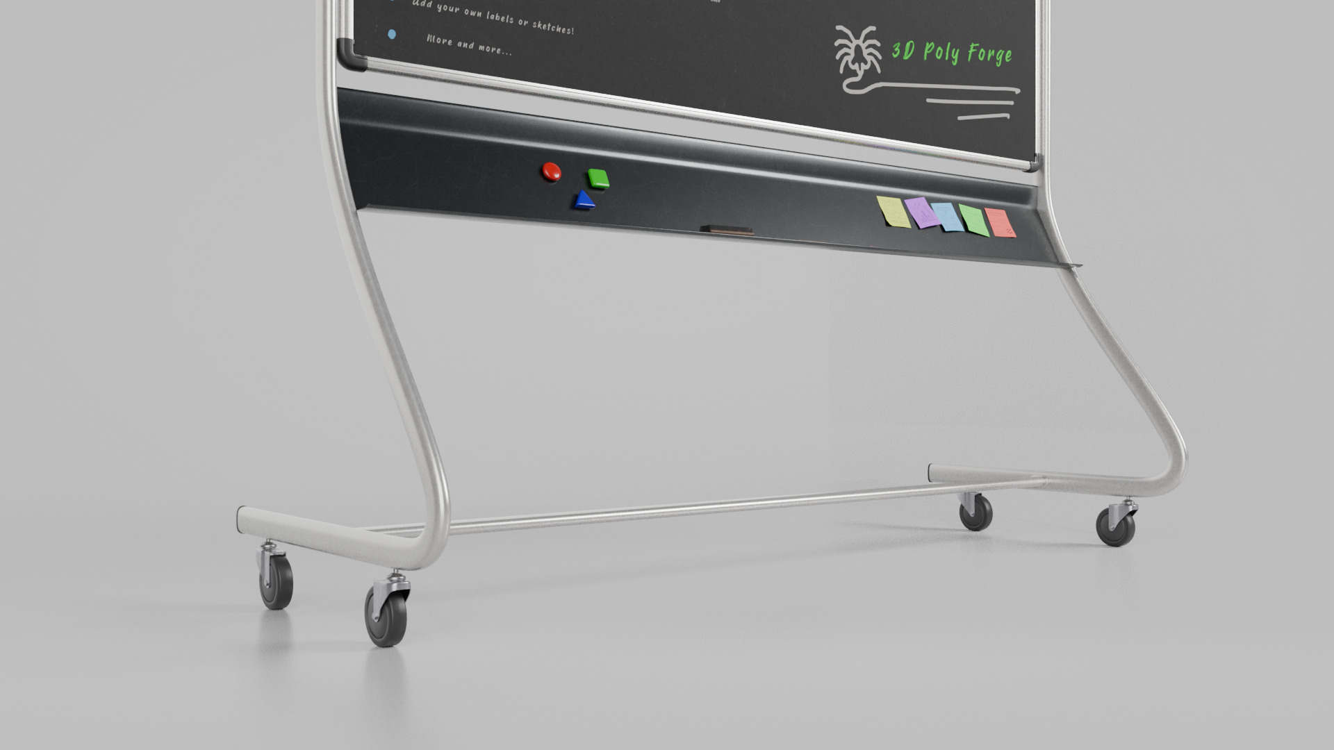 Customizable Double-Sided Metal Blackboard Writing Board Low-poly 3D model_10