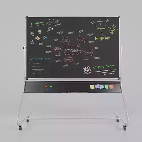 Customizable Double-Sided Metal Blackboard Writing Board Low-poly 3D model