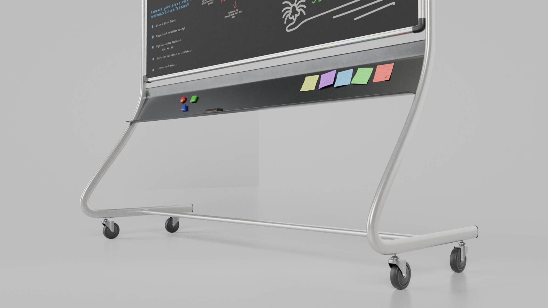 Customizable Double-Sided Metal Blackboard Writing Board Low-poly 3D model_11