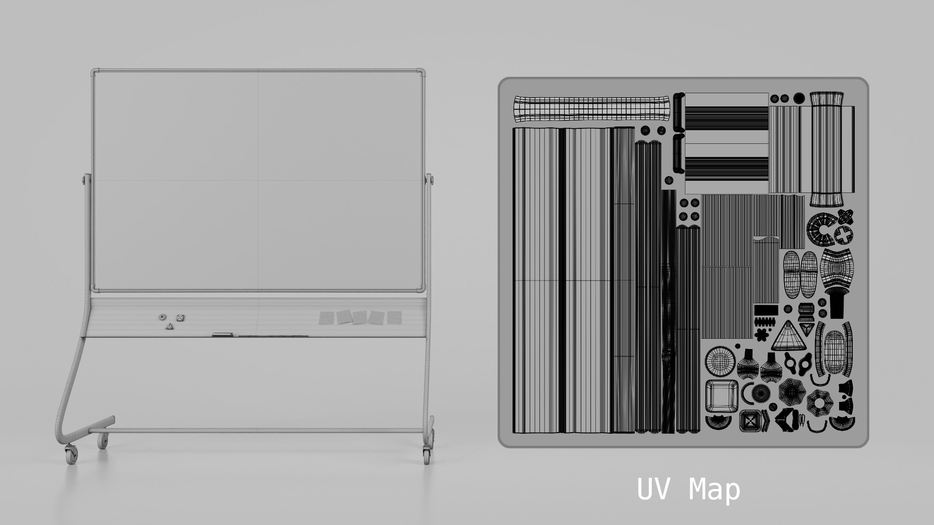 Customizable Double-Sided Metal Blackboard Writing Board Low-poly 3D model_16