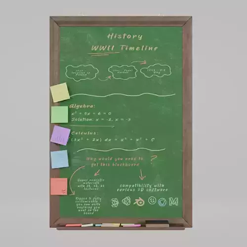 Customizable Wall-Mounted Greenboard - Tall Wooden Writing Board Low-poly 3D model