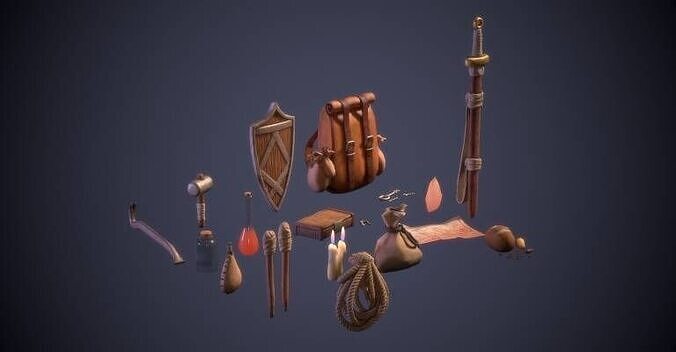adventurer s pack Low-poly 3D model
