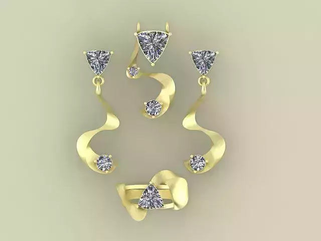 Ribbon Shaped Timeless jewelry set 3D print model
