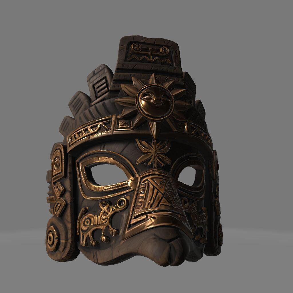 Inca Style Carnival Mask for Ornamental Display 3D print model_1