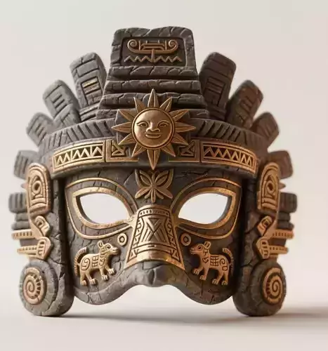 Inca Style Carnival Mask for Ornamental Display 3D print model