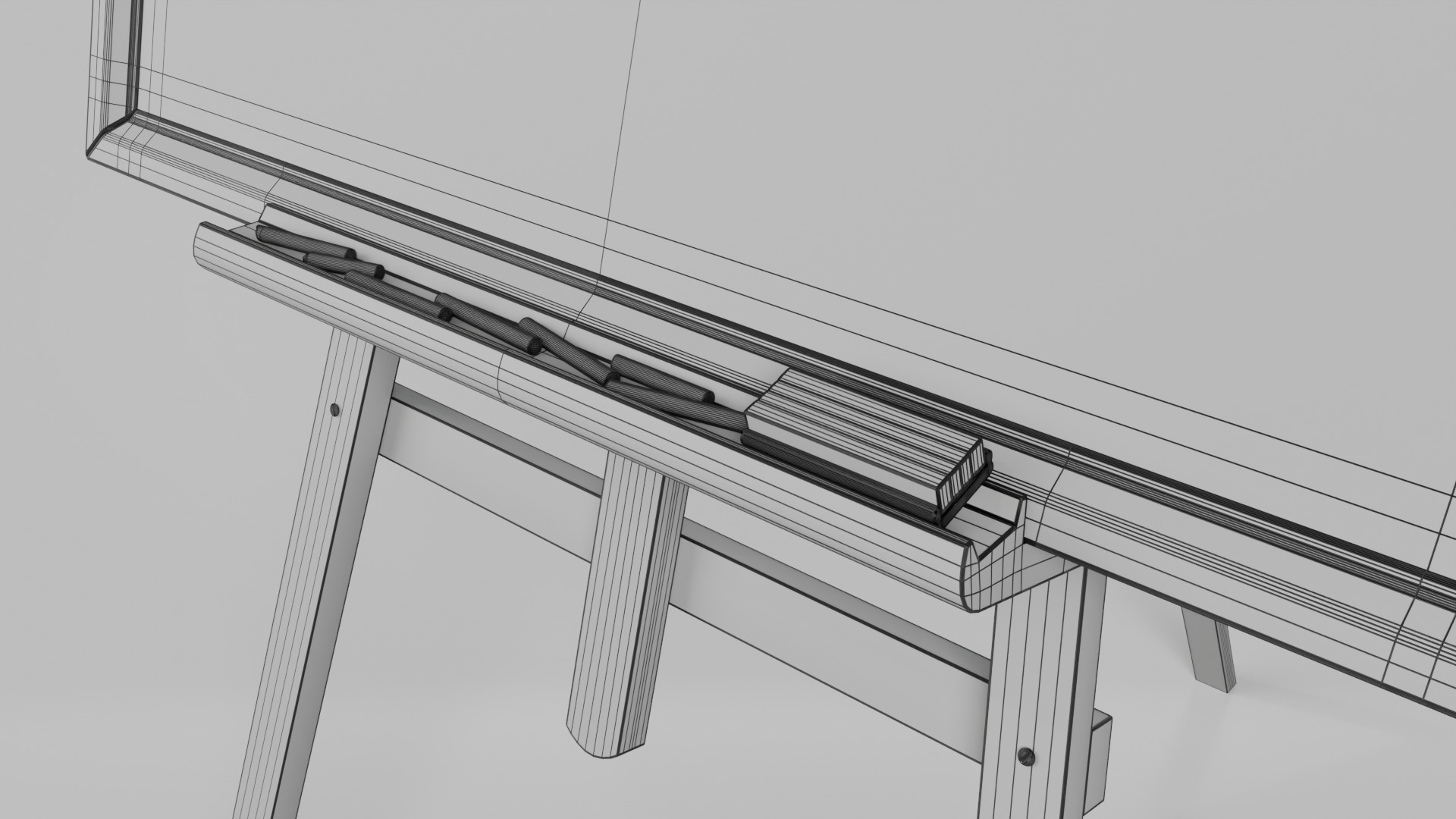 Customizable Wooden Greenboard with Stand - Square Writing Board Low-poly 3D model_14