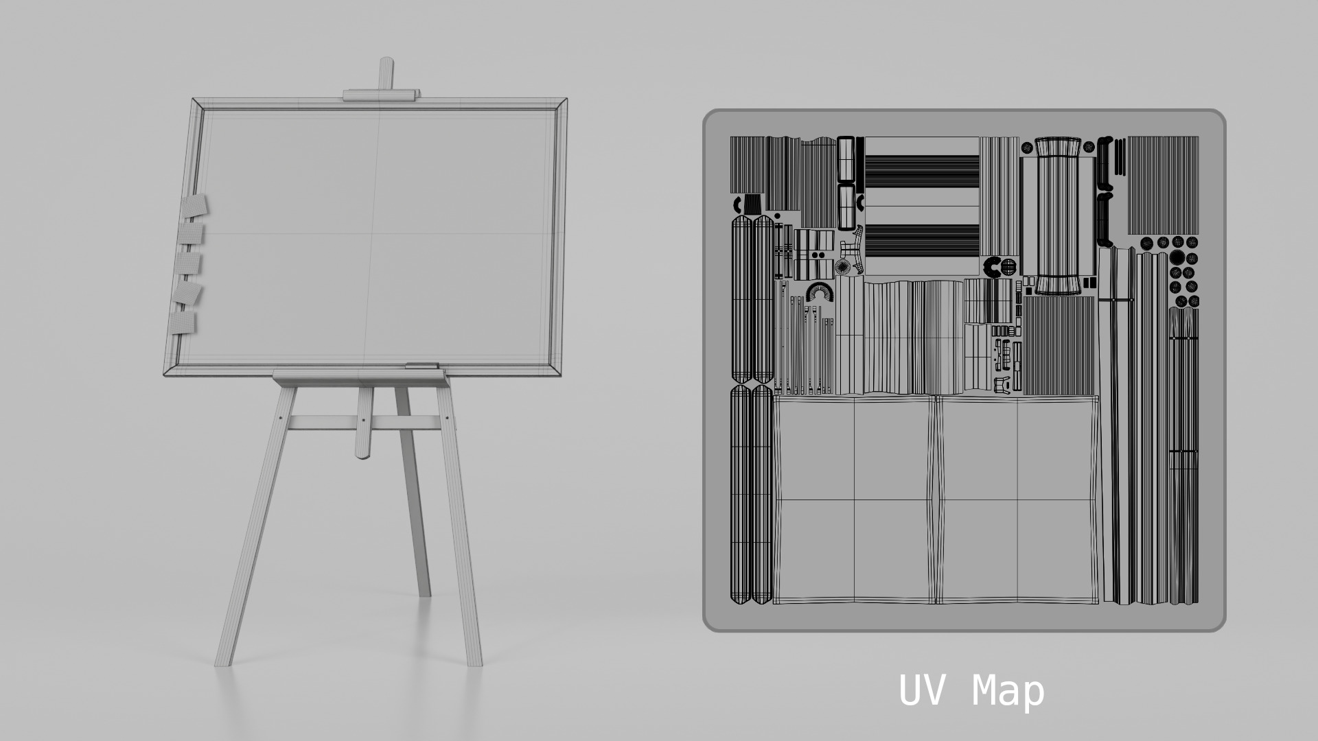 Customizable Wooden Greenboard with Stand - Writing Board Low-poly 3D model_18