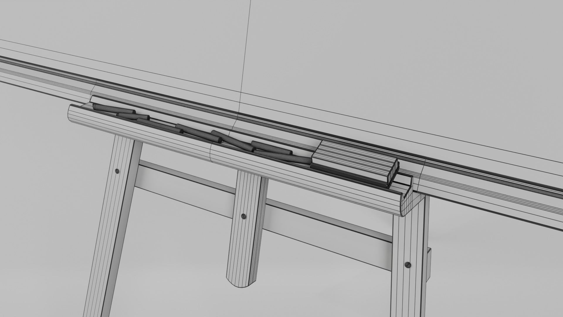 Customizable Wooden Greenboard with Stand - Writing Board Low-poly 3D model_15