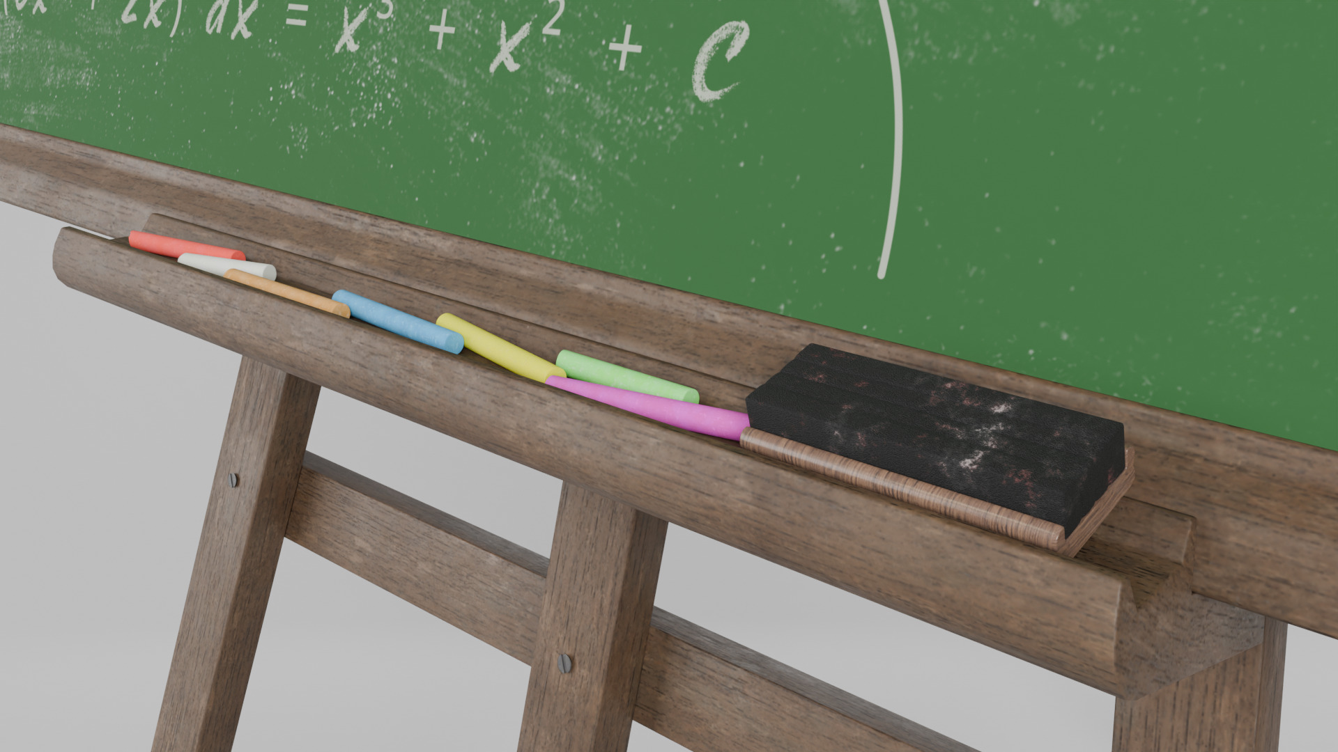 Customizable Wooden Greenboard with Stand - Writing Board Low-poly 3D model_12