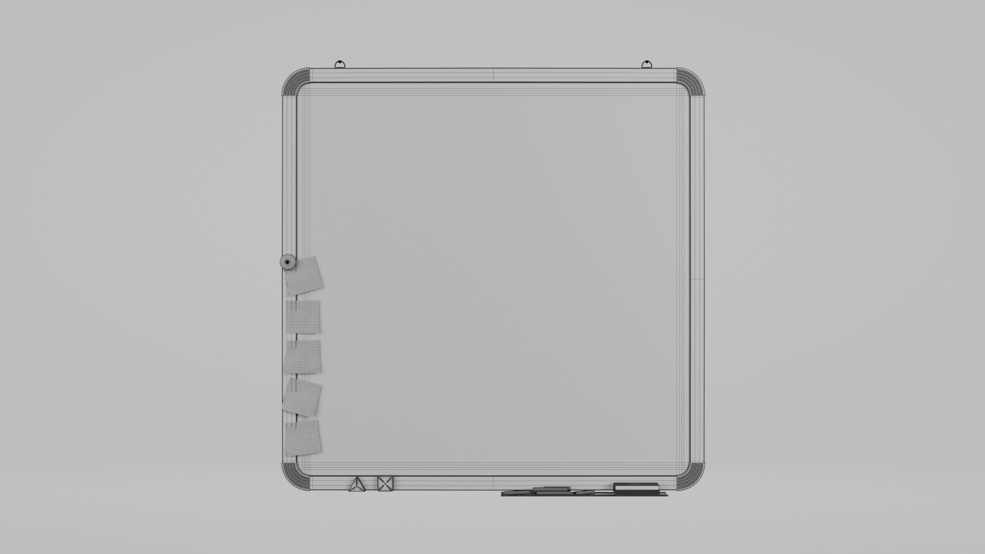 Customizable Wall-Mounted Greenboard -Square Metal Writing Board Low-poly 3D model_14