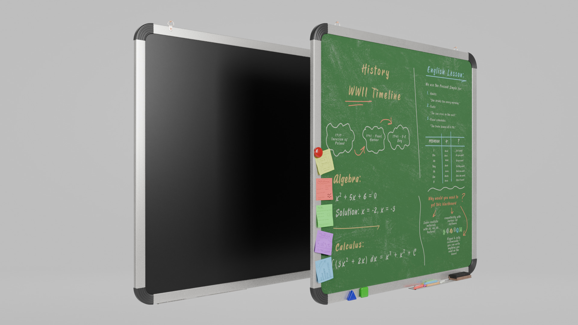 Customizable Wall-Mounted Greenboard -Square Metal Writing Board Low-poly 3D model_4