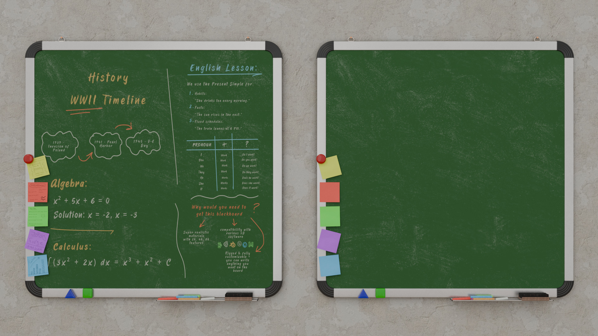 Customizable Wall-Mounted Greenboard -Square Metal Writing Board Low-poly 3D model_7